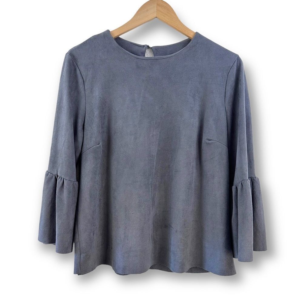 Amazon gray velvet like fabric top size M